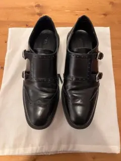 ZARA ダブルモンクストラップ ウィングチップシューズ