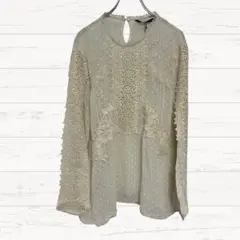 【ザラウーマン】長袖ブラウス M 刺繍 薄手 3791