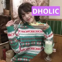 新品ラウンドネックエスニックボーダーニット コンビネーションジャカードセーター