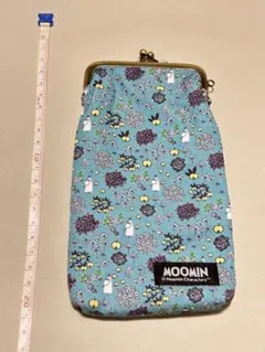 ムーミン がま口ポーチ 花柄 ブルー