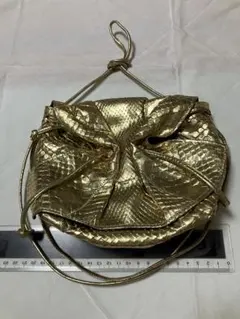 ゴールド 巾着型 ショルダーバッグ