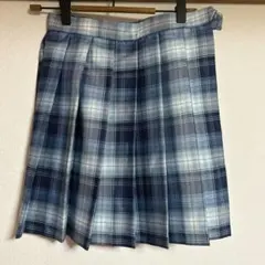 む*ん様 青系チェック柄プリーツスカート