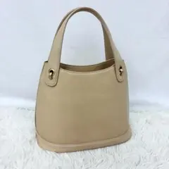 良品✨ キタムラ ハンド バッグ ベージュ レザー ターンロック ゴールド金具