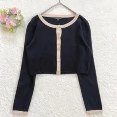 良品★ 【TOCCA】 バイカラー カーディガン （M） ショート丈 長袖のサムネイル