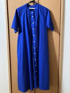 シャツワンピース　青　半袖　フェリシモ