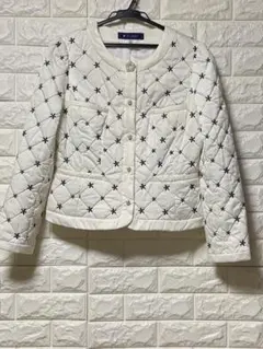 エムズグレイシー　ジャケット　ジップアップ刺繍　リボン　カメリア　ロゴ38サイズ エムズグレイシー ジャケット ジップアップ刺繍 リボン カメリア ロゴ