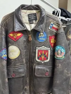 AVIREX G-1 トップガン　レザーフライトジャケット　地図　ワッペン