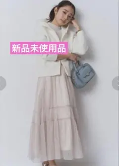 619【新品未使用品】JUSGLITTY プチラメドットティアードスカート