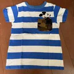 ミッキー迷彩ポケットTシャツ　デニムダンガリー
