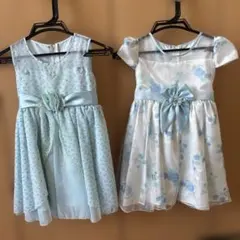 2着セット　水色 花柄　ドレス 100cmくらい　ワンピース