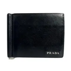希少✨プラダ マネークリップ 札入れ カードケース サフィアーノレザー ブラック