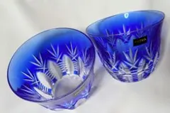 新品未使用、Hoyaクリスタル、色被せ切子グラス、二個セット、本物保証、送料無料 新品未使用、Hoyaクリスタル、色被せ切子グラス、二個セット、本物保証