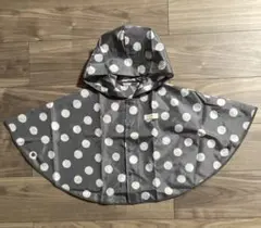 【新品】ベビーレインコート グレー ドット柄 水玉 80㎝ 90㎝ 95㎝ 雨具