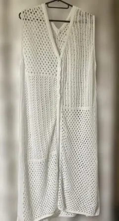 値下げしました♪透かし編みニットロングベストM