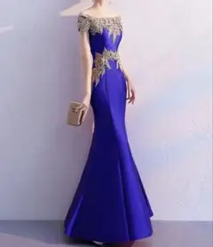 金糸刺繍デザイン ロングドレス おまけブローチ付き
