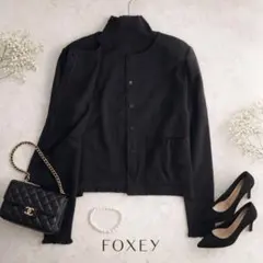 近年モデル極美品 FOXEY リジットツインニット カシミヤ混 アンサンブル M