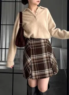 【2025AW今季新作】ロービングチェックミニスカート SNIDEL