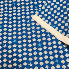 北欧テイストのヒトデと貝殻の柄の生地　はぎれ　布