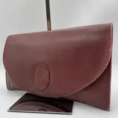 良品 Cartier クラッチバッグ レザー ボルドー マストライン