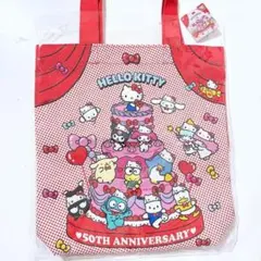 ❤️ハローキティ 50周年　サンリオ　トートバッグ　総柄　ドンキ限定商品　赤色