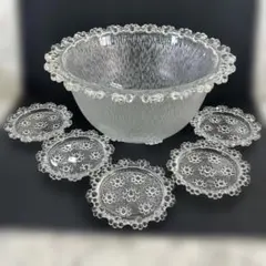 美品　アデリア　昭和レトロ　ガラス製ボウルと皿セット