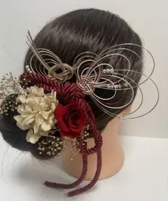 829.水引髪飾り　成人式髪飾り　卒業式髪飾り　プリザーブドフラワー