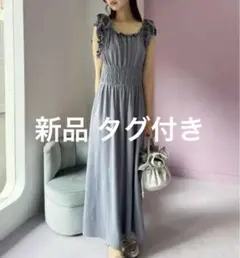 NICE CLAUP 肩リボンリラックスワンピース キャミワンピ ロングワンピ