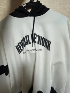 NEWBAL NETWORK パーカー ホワイト×ブラック