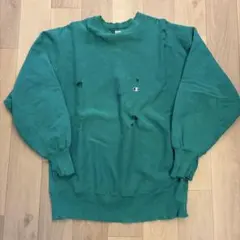 90s REVERSE WEAVE 刺繍タグ USA製 ボロ 目あり