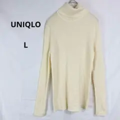UNIQLO◇ユニクロ　メリノリブタートルネックセーター【L】白　カジュアル
