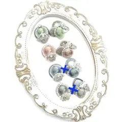 ⭐️シルバーベースのダブルリボンカメオカボション⭐️