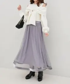 未使用 マジェスティックレゴン 裾 ベロア チュール スカート