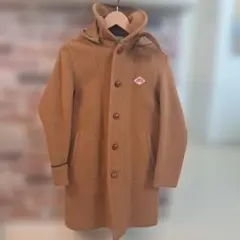 DANTON フード付きベージュウールコート