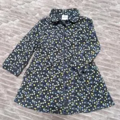 SLAP SLIP 花柄 コーデュロイシャツワンピース 90