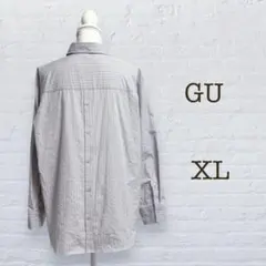 ジーユー/バックボタンストライプシャツ/XL/長袖シャツ/オーバーサイズ/美品