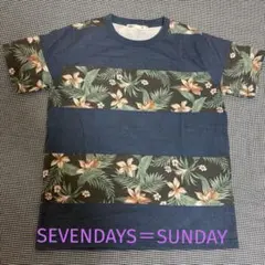 SEVENDAYS=SUNDAY ボタニカル柄 Tシャツ ブルー Sサイズのサムネイル