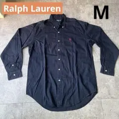 【美品】Ralph Lauren　ネイビー　長袖　ボタンダウンシャツ　コットン