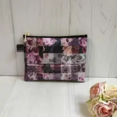 アーカイブギンガム紫　総柄　ティッシュポーチ　ラミネートポーチ