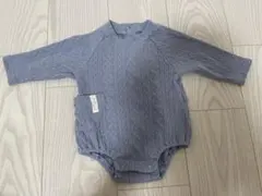 《apres les cours》ケーブル編み 長袖ロンパース くすみブルー