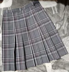 ELLE ECOLE グレー系チェック プリーツスカート Mサイズ