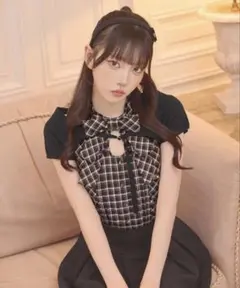 ミシェルマカロン ボレロsetフロントリボンチェックトップス ミシェルマカロン ボレロsetフロントリボンチェックトップス - メルカリ