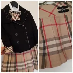 バーバリーセットアップ未使用近美品バーバリーチルドレンベージュ本革ベルトリボン付