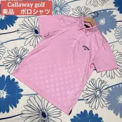【希少】Callaway ゴルフ　総柄　幾何学　模様　ロゴ　刺繍　ポロシャツのサムネイル