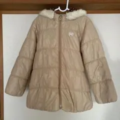ベージュ 中綿コート フード付き