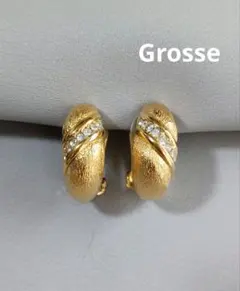 x6 grosse ゴールドカラー ラインストーン イヤリング 美品✨のサムネイル