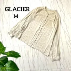 グラシア とろみバンドカラーブラウス 前開き 長袖 オフィス 通勤 ベージュ M