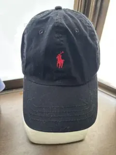 Polo by Ralph Lauren キャップ黒/赤　本革 ベルト レア品