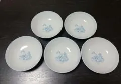 雅山 陶器皿 5枚セット 和皿 小鉢 深皿 淡青 山水風柄 和食器