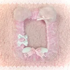 ♡ハンドメイド♡トレカケース レースデコ 猫耳 リボン ピンク 白 量産型 B8