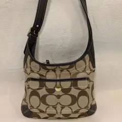COACH シグネチャー ワンショルダー F10768 ベージュ　ブラウン